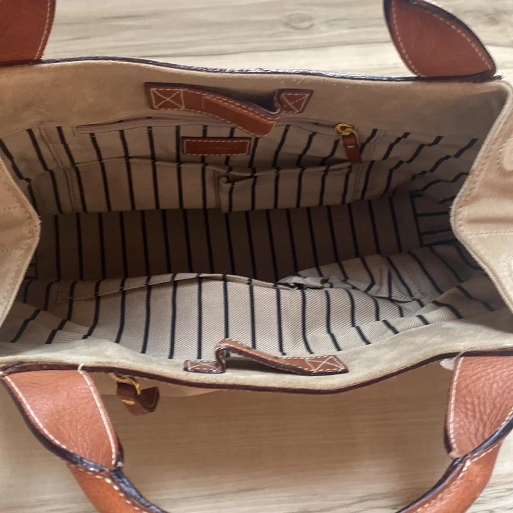 NWOT Kate Spade Tan & Brown Handbag. Tan Suede and Brown Leather.MagneticClosure